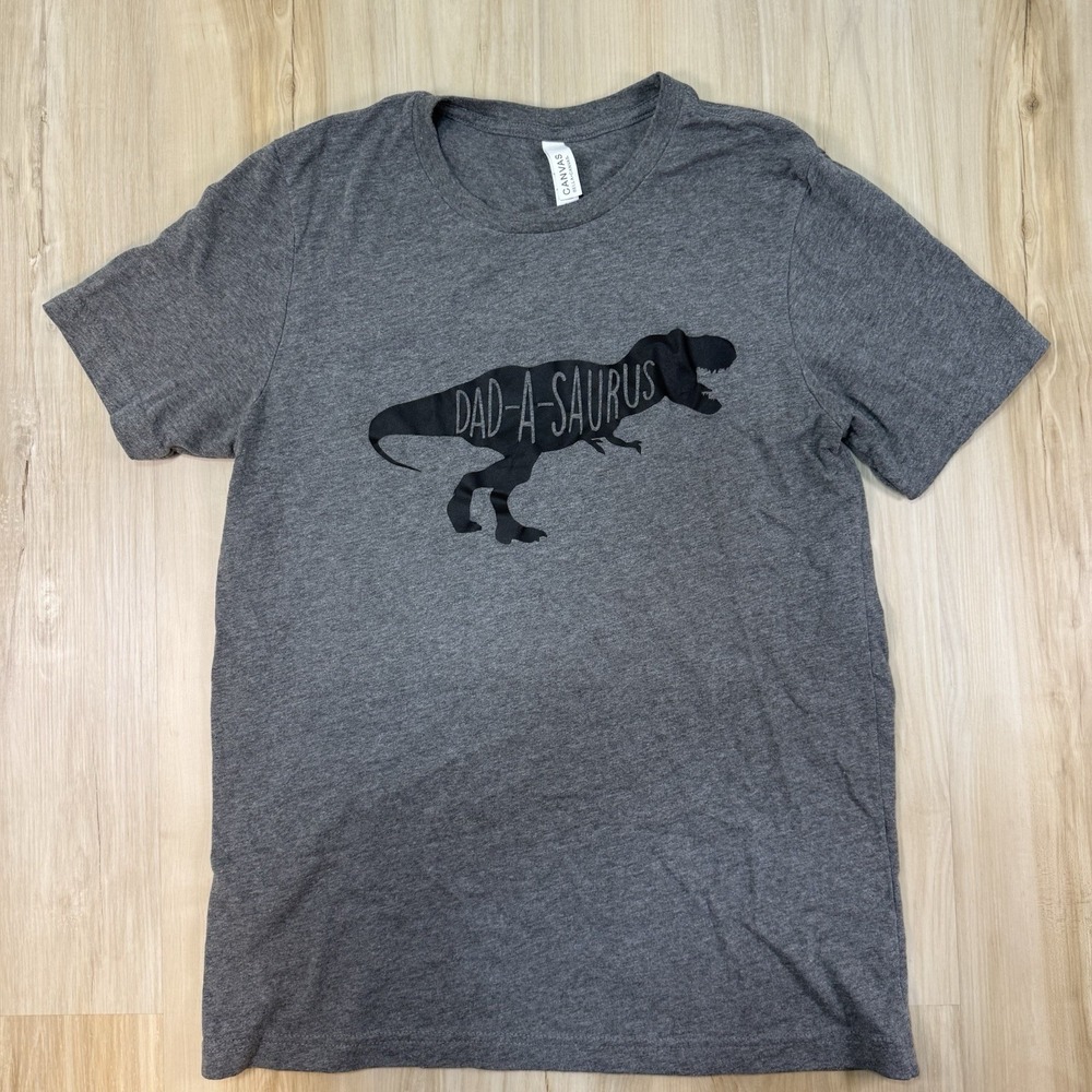 Bella Canvas Graphic T Shirt Size Medium M Gray Dad-A-Saurus